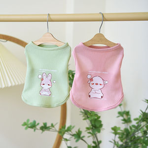 Chaleco estampado para mascotas, ropa de verano transpirable tipo gofre para gatos y perros, amarillo, panda, verde, conejo, rosa, cerdo, azul, león - Product Image 3