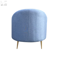 Fauteuil de luxe design vintage en petit velours bleu orange pour salon chambre appartement salle à manger ou hôtel loisirs