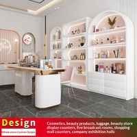 Vitrine Peinte Personnalisable pour Cosmétiques, Chaussures, Sacs, Figurines - Finition Blanc/Rose pour Magasin de Beauté et Entreprise