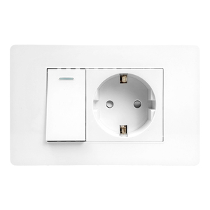 Interruptor de 1 banda de 1 vía + Enchufe europeo de 3 pines | Enchufe Europeo de 3 pines (2.1A) e interruptor de pared | Directo de fábrica - Product Image 1