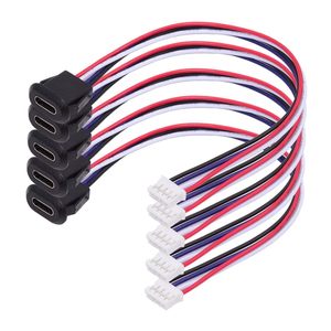 USB Type-C Connectors With Card Buckle Female 4Pin Charging Jack Port Black Charger Plug Oval <b>Socket</b> With PH2.0 Cables Wire - Product Image 1