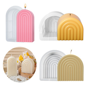 Stampi in Silicone per Candele 3D ad Arco Semicircolare in Acrilico, Forma a Porta Rigata, Decorazione Artistica per la Casa, Stampi in Silicone per Candele Geometriche - Product Image 3