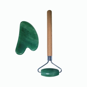 Set de Cuidado Facial de Aventurina con Rodillo de Madera y Gua Sha en Forma de Corazón para Contorno, Tratamiento de Spa en Casa - Product Image 2