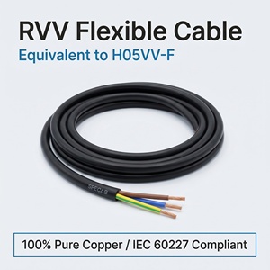 Câbles d'alimentation flexibles RVV en cuivre étamé 2/3/4/<span class=keywords><strong>5</strong></span> conducteurs 0,<span class=keywords><strong>5</strong></span>/0,75/1,<span class=keywords><strong>5</strong></span>/2,<span class=keywords><strong>5</strong></span> mm isolés en PVC 300/500V - Product Image 1