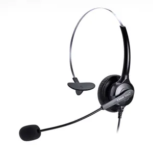 Headset para central de chamadas voip, fone de ouvido monaural rígido com microfone e tomada qd