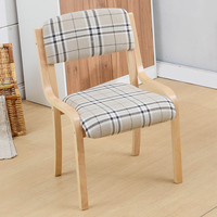 Kangyao Chaise de salle à manger en bois massif Tissu nordique Design moderne simple avec dossier solide Fauteuil pour la maison Hôtel Loisirs