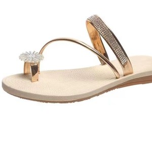 New European American Summer Outdoor Beach Sandals Plus Size Women Women's Flat Slippers Rhinestone Slip-On Foreign Trade - Product Image 5