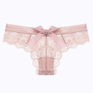 Culotte en dentelle Culotte féminine taille basse sans couture grande taille pour femme Culotte girly respirante avec nœud - Product Image 3