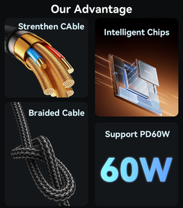 YesIDo CA190 1.2M PD 60W ชาร์จเร็ว Type-C ถึง Type-C สูงสุดด้วยสายเคเบิลข้อมูลแบบถัก480Mbps - Product Image 3