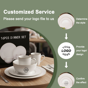 Bán Buôn Vàng Rim Tùy Chỉnh Thiết Kế 16 Pcs Xương Trung Quốc Bộ Đồ Ăn Trắng Fine Sứ Đặt Bữa Ăn Tối Với Hộp Quà Tặng - Product Image 5