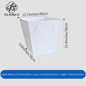 Bolsa de transporte de mano de ramo portátil trapezoidal grande, papel Kraft impermeable y reutilizable para flores frescas, embalaje de abrazo de rosas - Product Image 3