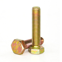 Baut Kepala Heksagonal M8x35mm Grade 8.8 Lapisan Seng Kuning Grosir M10 M12 M14 M16