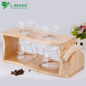 Soporte de madera para filtro de café de goteo con doble orificio L-Beans para preparar café - Product Image 3