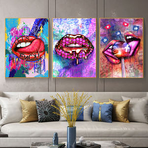 Pop Street-pintura en lienzo de labios sexys para sala de estar y hogar, Póster Artístico de pared, impresiones, imágenes de pared - Product Image 5