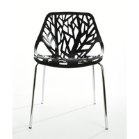 Chaises de salle à manger en plastique PP blanc classique avec pieds chromés en métal pour restaurants et cafés-DC-451 Tree Design