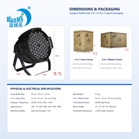 Projecteur LED Bluemoon 280W Par 72x3W RVBW avec DMX, autoportant, pour discothèques, théâtres, locations, soirées et bars