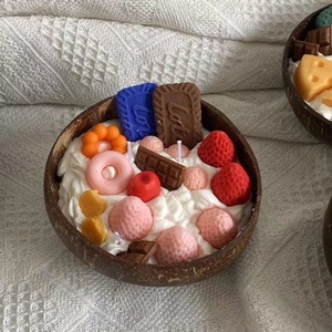 Coquille de noix de coco <span class=keywords><strong>charbon</strong></span> de bois aromathérapie bougie Simulation fraise mangue <span class=keywords><strong>myrtille</strong></span> fruits bol atmosphère accessoire décoration créative - Product Image 4
