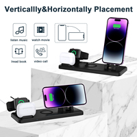 Station de charge sans fil 4-en-1 15W à charge rapide, support pliable pour iPhone 17, 16, 15, 14, montre et écouteurs