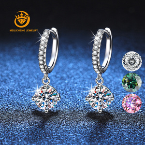 Factory <strong>Wholesale</strong> 925 Sterling Silver Earrings 1Carat 2Carat Moissanite Drop with Four Claws for Women's Fashion Pendientes - Product Image 2