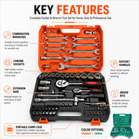 Kit d'outils de réparation automobile 82 pièces, ensemble d'outils manuels portables pour l'entretien automobile avec étui rigide pour les urgences de véhicule, 1 ensemble