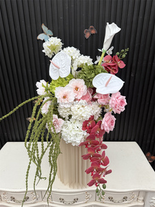 Arreglo Floral Personalizado Rosa y Verde para Boda, Bola de Flores Artificiales de Hortensias Verdes y Orquídeas Rosas para Decoración de Fiestas - Product Image 4
