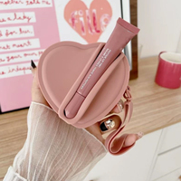 Dompet Koin Silikon Lucu Desain Hati, Tahan Air, Portabel, dengan Ritsleting dan Tali Pegangan untuk Menyimpan Koin