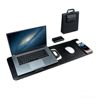 Groothandel Multifunctionele Draagbare PU Lederen Laptophoes met Handvat Muismat 15W Draadloos Dubbel Opladen Geschikt voor Kantoor