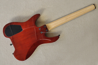 Guitare électrique Flyoung Red Headless sur mesure avec placage en érable flammé, micros HSH et binding coloré