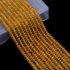 Cuentas de rondelle lisas de 5mm-6mm de turmalina amarilla natural | Hilo de 14 pulgadas | Cuentas lisas sueltas de piedras preciosas semipreciosas de turmalina - Product Image 5