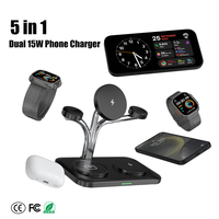 Support magnétique sans fil multifonctionnel industriel pour bureau, puissant, 15W, pour téléphone portable et écouteurs, compatible 17 Pro Max, idéal pour cadeaux d'entreprise