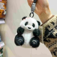 Gantungan Kunci Panda Lucu Realistis, Boneka Hewan Lembut dengan Detail Cakar, Aksesoris Tas Kawaii untuk Hadiah Anak dan Perempuan