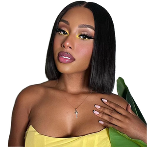 วิกผมบ๊อบแบบ HD Lace Frontal ขนาด 13x4  วิกผมบ๊อบสั้นตรง ทำจากผมมนุษย์แท้ 100%  ไม่ผ่านการแปรรูป สำหรับร้านเสริมสวยมืออาชีพ - Product Image 1