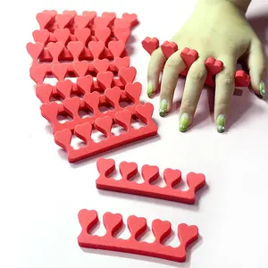 Separador de dedo de espuma vermelha descartável, separador de dedo de eva com 4 furos para arte de unha, fornecedores de separadores macios de eva