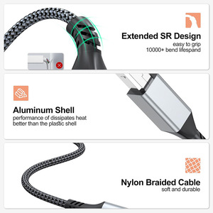 Type C To <b>Usb</b> <b>2.0</b> B Printer <b>Cable</b> Grey Aluminum Alloy Copper Wire For Laptops - Product Image 2