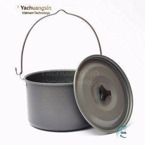 7-8 People Outdoor Camping Frying <b>Pan</b> 1-2L Non-Stick Aluminum Anodized with <b>Lid</b> for Backpacking Picnic and Travel - Product Image 3