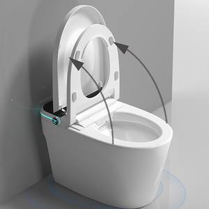 <span class=keywords><strong>WC</strong></span> intelligent artistique allongé avec couvercle à ouverture/fermeture automatique, bidet à eau chaude instantanée, chasse d'eau puissante et télécommande - Product Image 2