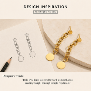 ต่างหูแบบห่วงโซ่สแตนเลสชุบทอง 14K ยาว 50 มม. - Product Image 5