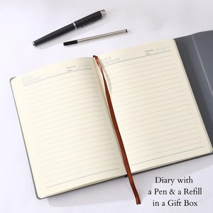 Business Promotional Customized A5 Dot Grid Lined Jotter <b>Diary</b> Business PU Leather Hard Cover Notebook With logo - Product Image 3