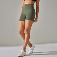 Couleur unie taille haute Yoga Leggings courts femmes Double face ponçage pêche hanche moulant sport cyclisme Shorts