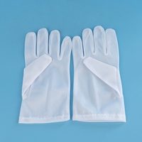 Gants en polyester blancs anti-poussière pour l'inspection des bijoux, des pièces de monnaie, du SPA, de la manucure, lisses, anti-traces de doigts, gants d'étiquette pour le travail