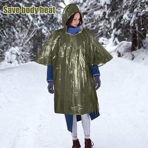 Firstime garde au chaud imperméable Pe à capuche réfléchissant isolation thermique Camouflage d'urgence <span class=keywords><strong>Poncho</strong></span> en papier d'aluminium pour la survie - Product Image 6