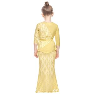 Costume coloré en dentelle pour enfants, ensemble deux pièces, Style musulman, Baju Kurung, vêtements islamiques, nouvelle mode - Product Image 6
