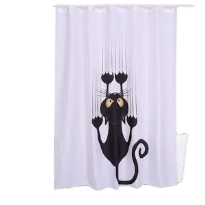 Fashion Design Waterproof Digital Print Polyester Fabric Shower Curtain for dormitory