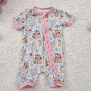 Custom Printed Bamboo Summer Baby Romper, Short-sleeved Bodysuit, One-piece Pajamas for Newborns. - Product Image 4