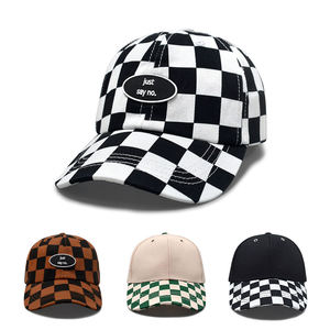 Gorra de Béisbol con Diseño de Tablero de Ajedrez, Ajustable, de Algodón Transpirable, de 6 Paneles, con Cierre a Presión, Unisex, para Uso Diario Informal - Product Image 3
