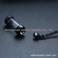 Collier pendentif artisanal transparent en or, or rose, argent, style américain, pour cendres de bébé ou d'animal de compagnie, avec flacon cylindrique