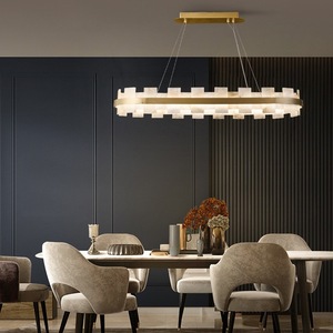 现代轻奢华雪花石膏大理石圆形吊灯餐厅Led吊灯 - Product Image 5