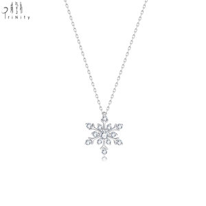 Top Quality Fine Jewelry Wholesale Snowflake Design <b>Pendant</b> 18K <b>Solid</b> White <b>Gold</b> Natural Diamond Necklace For Women Daily Wear - Product Image 1