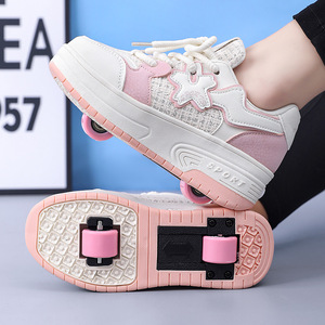 Chaussures à roulettes pour enfants, en mesh, avec roues lumineuses, baskets de sport pour enfants - Product Image 4