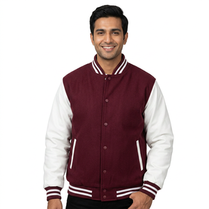 Chaqueta universitaria bordada con logotipo personalizado para hombre, abrigo de béisbol de invierno con botones, chaqueta de béisbol universitaria para hombre - Product Image 1